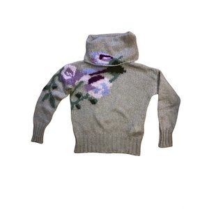 Benetton Mohair Cowl Neck Sweater Flower Small